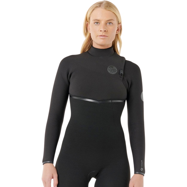 Roupa De Neoprene Feminina Rip Curl E-Bomb 5/3mm Com Zíper Zip Free 16KWFS - Black